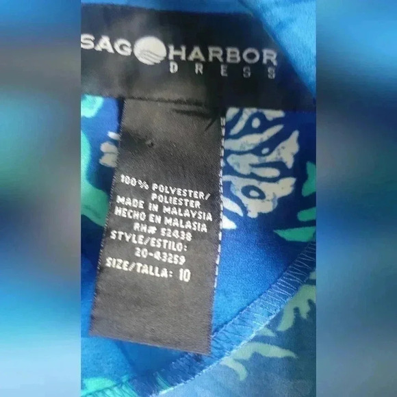 VTG Sag Harbor, Blue Floral Sheath Shift Midi dress Womens Sz 10 NWOT - Picture 10 of 10